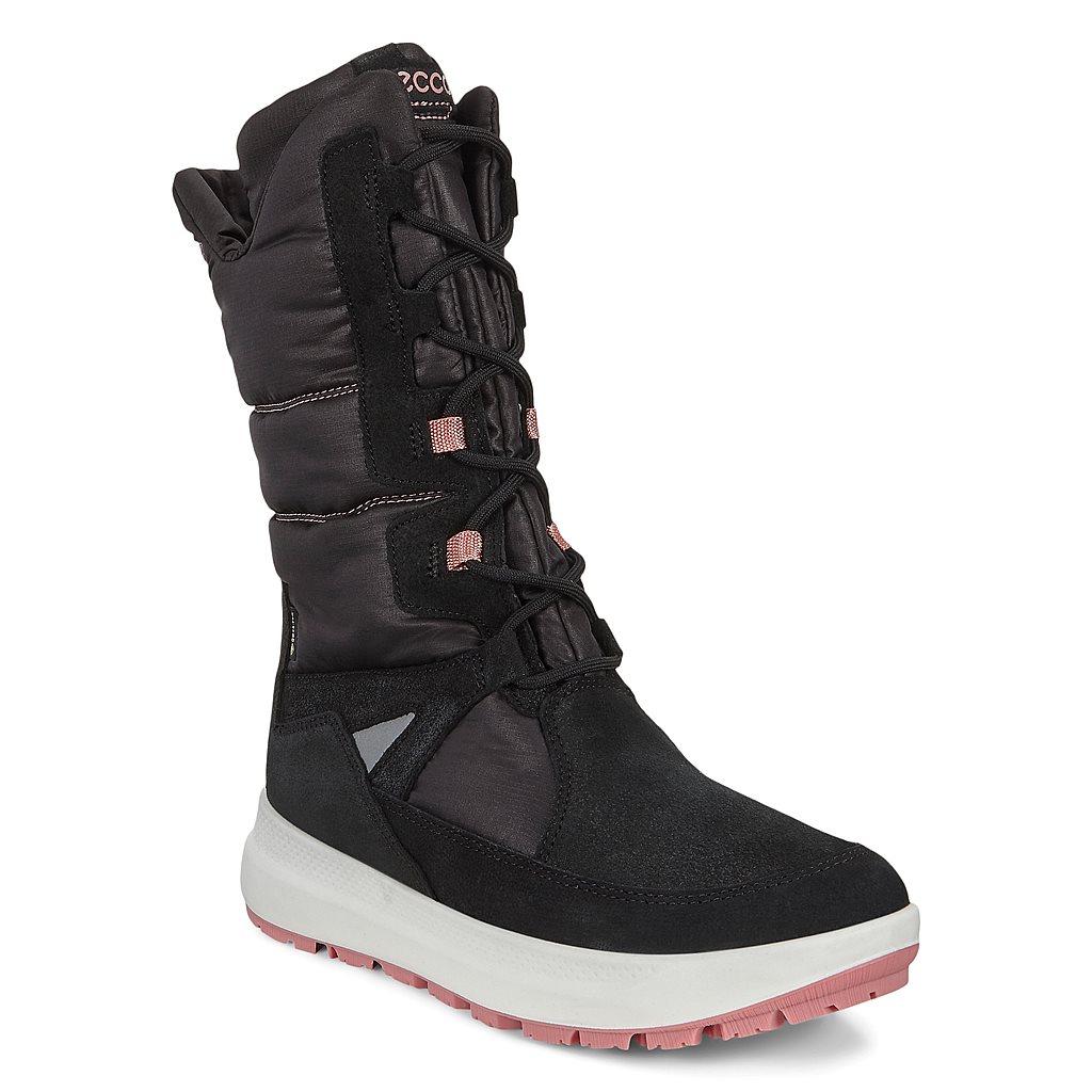 Ecco Solice K Girls Lace Up Winter Bootss In Black - India CLZ-492351